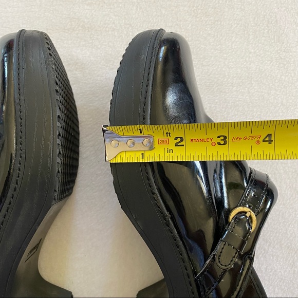 Lands End Women's Black Patent Leather Chunky Clogs Shoes Size 11 D - Y2K - Picture 8 of 13